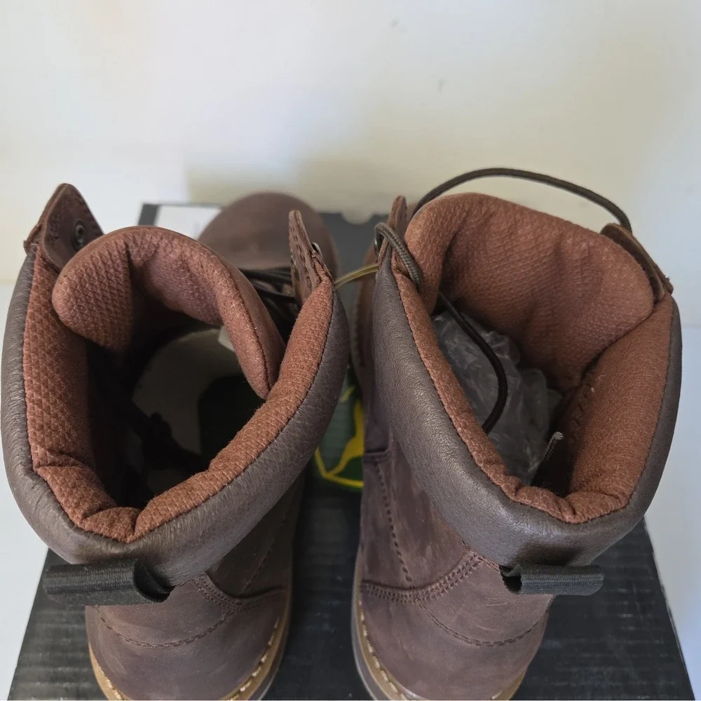 John Deere JD6104 Mens Nutty Mule 6 NST Lace Up Boots 12 M Brown Leather NWT